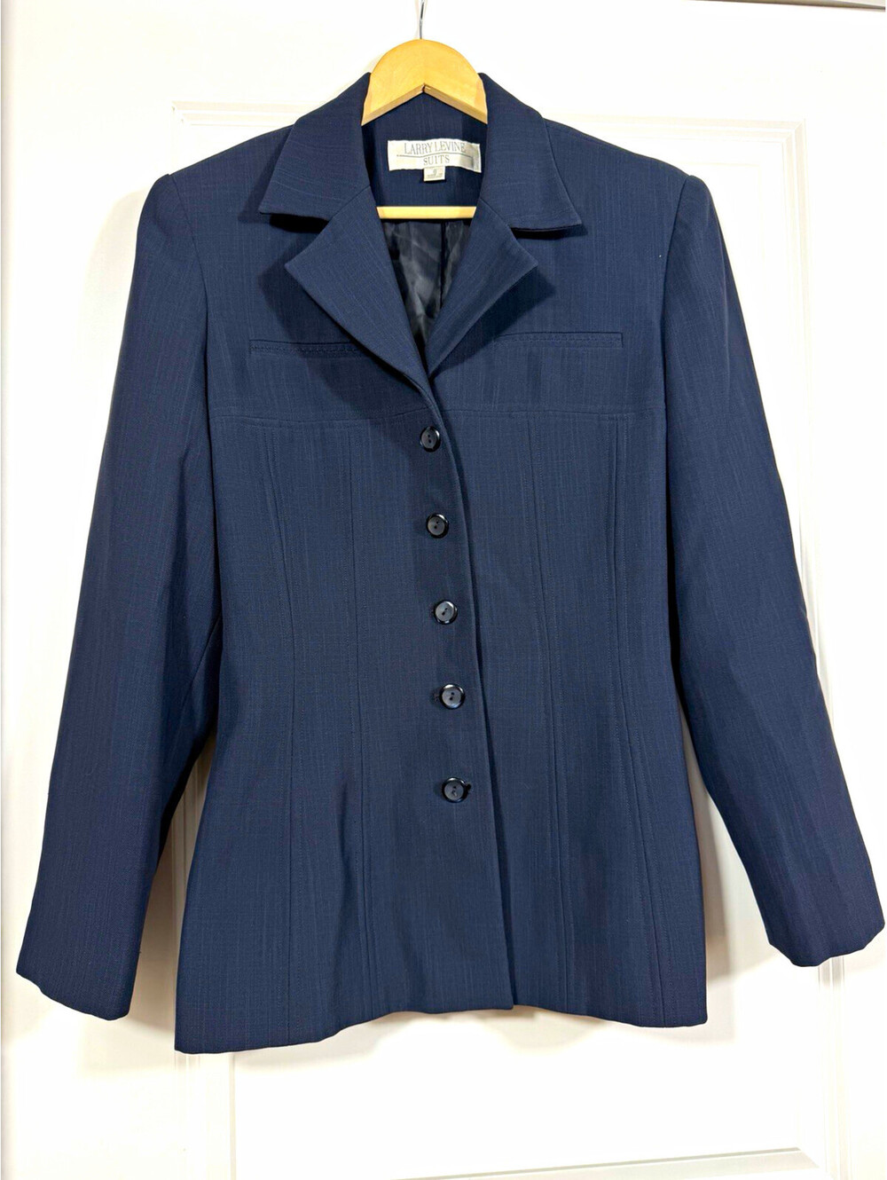 Larry Levine Suits Gray Blazer Fitted Notch Lapel Button-Front Sz 8 90s Classic